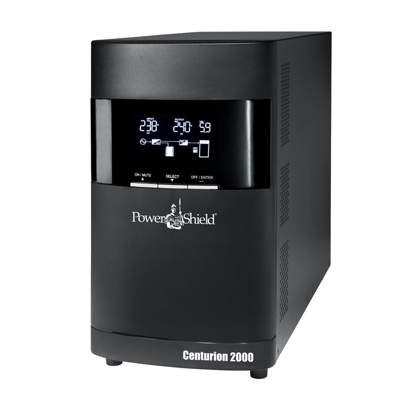 PowerShield Centurion Tower UPS 2000VA/1800W, 10A input, 4 AUS sockets, 10A, C13 x 2, hot-swappable batteries, 2-year warranty PowerShield Centurion Tower UPS 2000VA/1800W, 10A input, 4 AUS sockets, 10A, C13 x 2, hot-swappable batteries, 2-year warranty